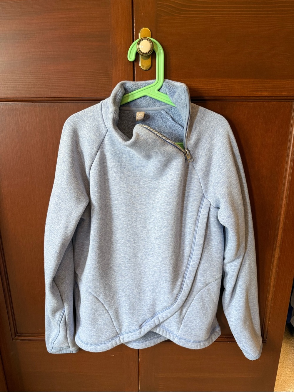 Athleta Light Blue Asymmetrical Zip Pullover Sweater